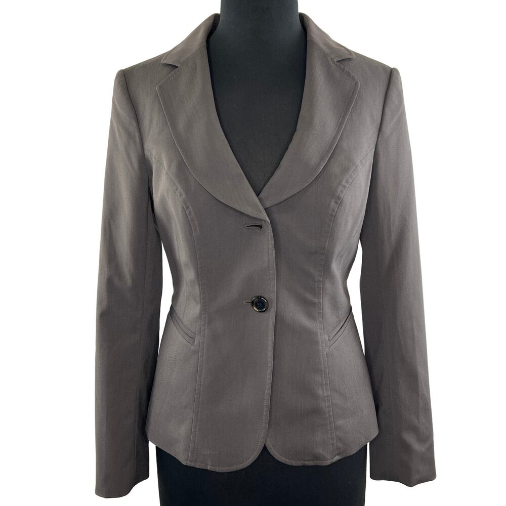 The Limited Gray Brown Long Sleeve Notched Lapel Two Button Blazer Size 6